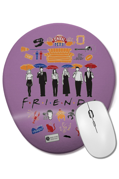 BASKI DÜNYASI Friends 01 Mouse Pad oval cu suport pentru încheietura mâinii