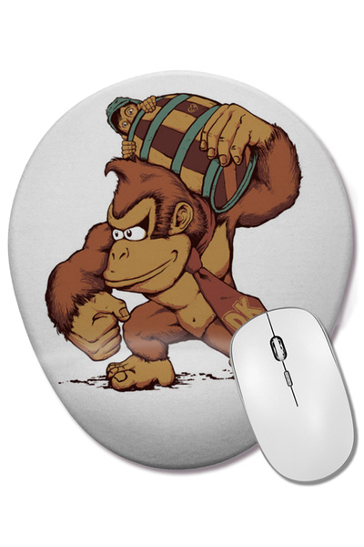 BASKI DÜNYASI Mouse Pad oval Varil și Goril cu suport pentru încheietura mâinii