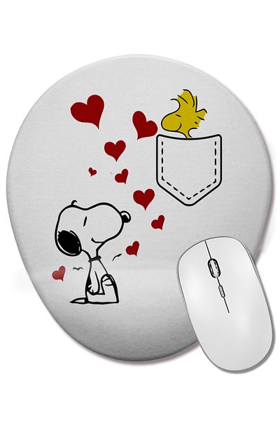 BASKI DÜNYASI Love Snoopy Oval Mouse Pad with Wrist Support