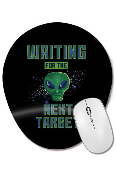 BASKI DÜNYASI Mouse Pad oval retro Pixel Alien Waiting For Next Target cu sup...