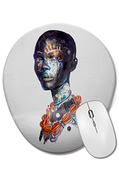 BASKI DÜNYASI Mouse Pad oval Rosto Pintura cu suport pentru încheietura mâinii