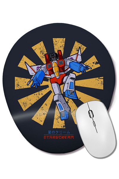 BASKI DÜNYASI لوحة ماوس بيضاوية بمحولات يابانية قديمة من Starscream مع دعم للمعصم