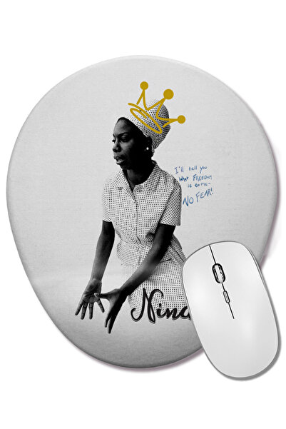 BASKI DÜNYASI Овална подложка за мишка Nina Simone с опора за китката