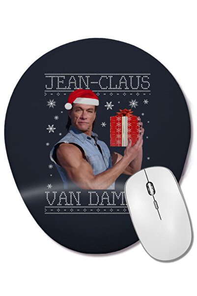 BASKI DÜNYASI Jean Claus Van Damme Mouse Pad oval tricotat de Crăciun cu supo...