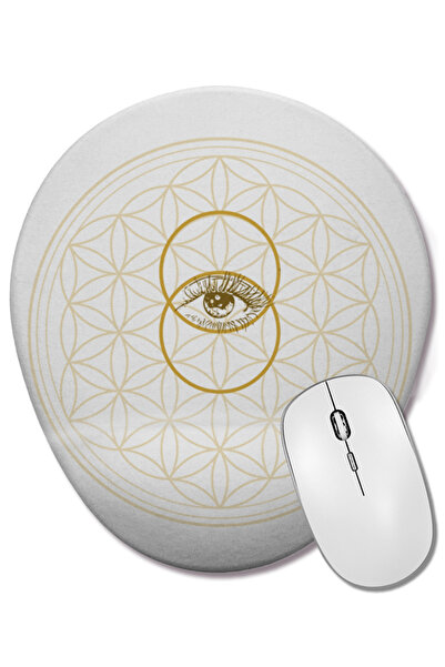 BASKI DÜNYASI Floarea vieții 09 Mouse Pad oval cu suport pentru încheietura m...