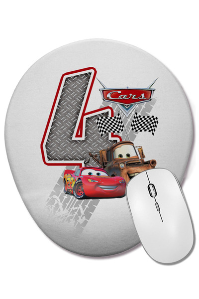 BASKI DÜNYASI Mouse Pad oval cu suport pentru încheietura mâinii Lightning McQueen, cadou pentru patru ani