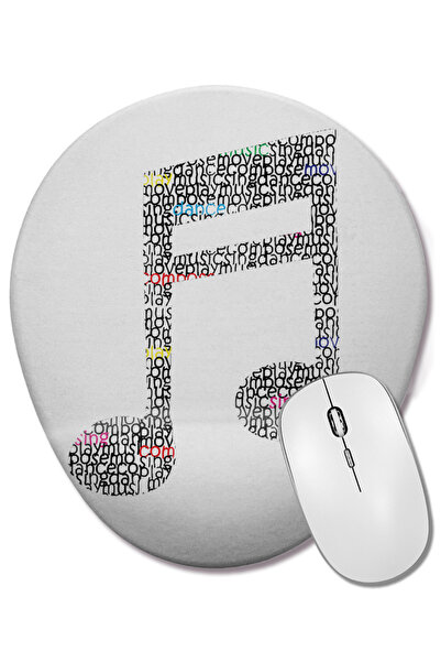 BASKI DÜNYASI Овална подложка за мишка с подложка за китката с музикални ноти