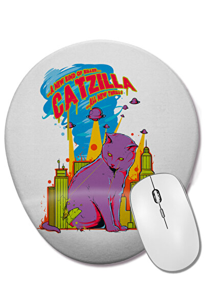 BASKI DÜNYASI Mouse Pad oval Catzilla cu suport pentru încheietura mâinii