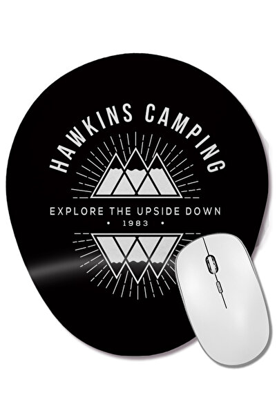 BASKI DÜNYASI Hawkins Camping Explore Stranger Things Mouse Pad oval cu suport pentru încheietura mâinii