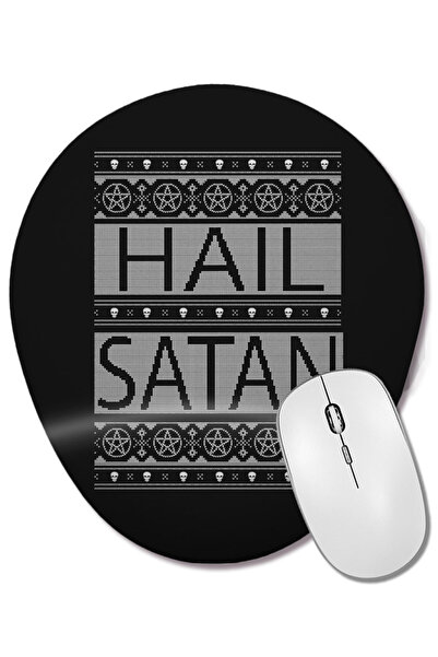 BASKI DÜNYASI Mouse Pad oval tricotat de Crăciun Hail Satan cu suport pentru ...