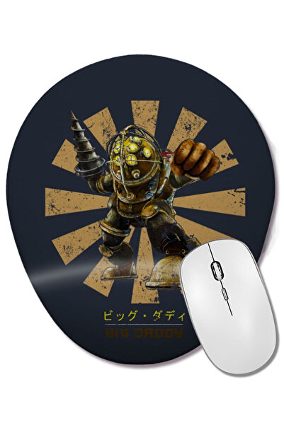 BASKI DÜNYASI Mouse Pad oval Big Daddy Retro Japanese Bioshock cu suport pentru încheietura mâinii