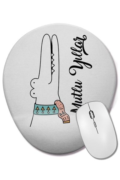 BASKI DÜNYASI Χαριτωμένο οβάλ ποντίκι με υποστήριξη καρπού και στάμπα κροκόδε...