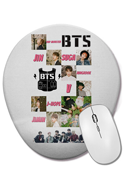 BASKI DÜNYASI Mouse Pad oval Bts Bangtan Boys Kpop cu suport pentru încheietu...