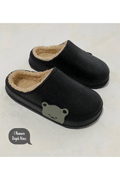 Modaqueen Unisex Ayıcık Desenli Rahat Yumuşak İçi Kürklü Ev Terliği Misafir T...