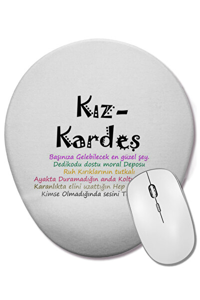 BASKI DÜNYASI Mouse Pad oval cu suport pentru încheietura mâinii, scris de Sister