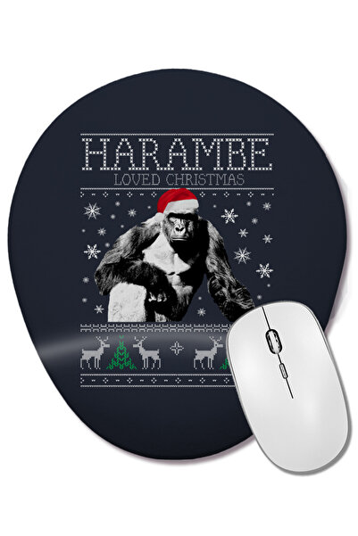 BASKI DÜNYASI Harambe Loved Christmas Mouse Pad oval tricotat cu suport pentr...