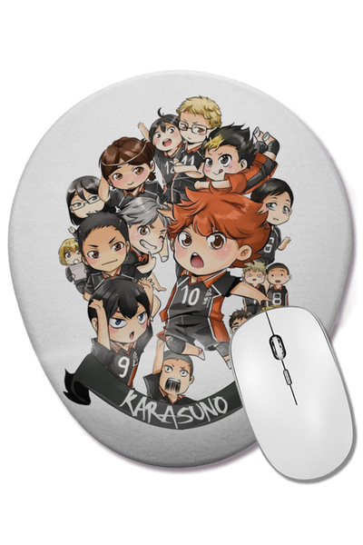 BASKI DÜNYASI Mouse Pad oval Team Karasuno cu suport pentru încheietura mâinii