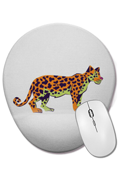 BASKI DÜNYASI Леопард Сладки животни Изкуство Овална подложка за мишка с опор...