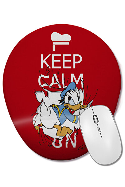 BASKI DÜNYASI Keep Calm On Donald Duck Mouse Pad oval cu suport pentru închei...