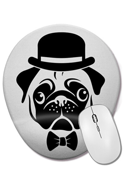 BASKI DÜNYASI Pug Dog 06 Οβάλ ποντίκι με υποστήριξη καρπού