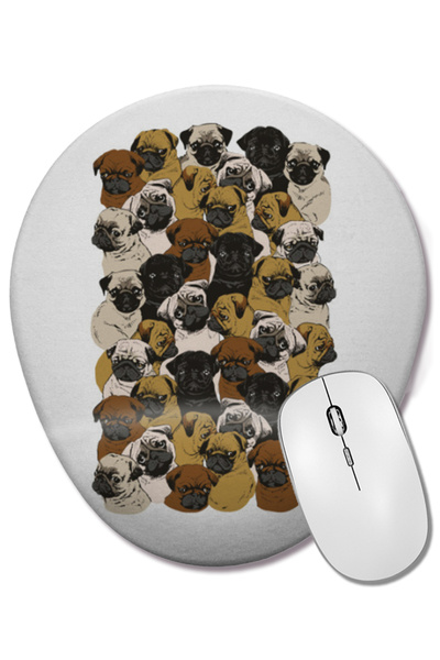 BASKI DÜNYASI Οβάλ ποντίκι ποντικιού με σχέδιο Pugs Dogs με στήριγμα καρπού