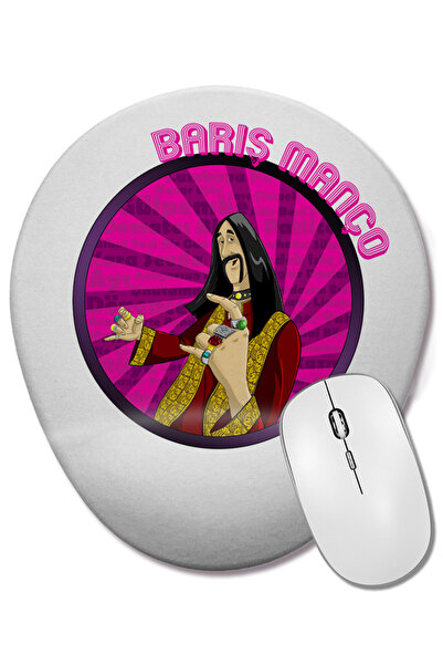 BASKI DÜNYASI Barış Manço 3 Mouse Pad oval cu suport pentru încheietura mâinii
