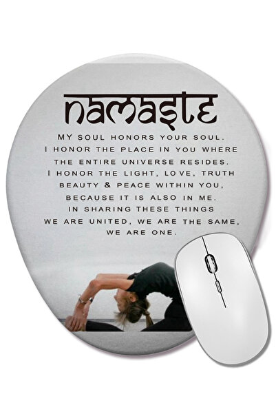 BASKI DÜNYASI Mouse Pad oval Namaste cu text pentru meditație, cu suport pent...