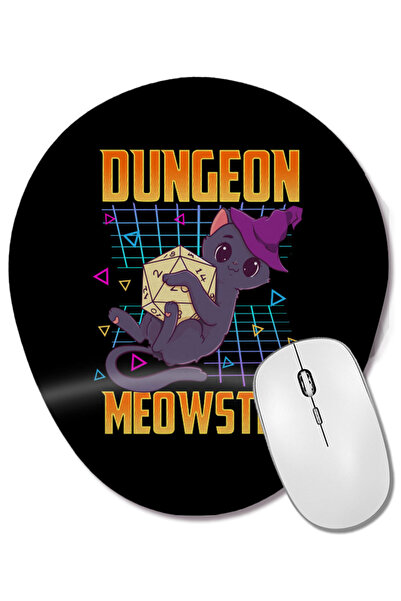 BASKI DÜNYASI Dungeon Meowster Mouse Pad oval pentru gamer cu suport pentru î...