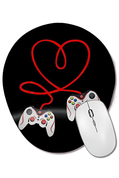 BASKI DÜNYASI Mouse Pad Oval cu Suport pentru Încheietura Mâinii, Tema Ziua Îndrăgostiților, pentru Jucători de Video, Controlere de Jocuri Heart Game