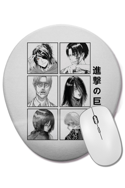 BASKI DÜNYASI Personaje Attack On Titan pentru mouse pad oval cu suport pentr...