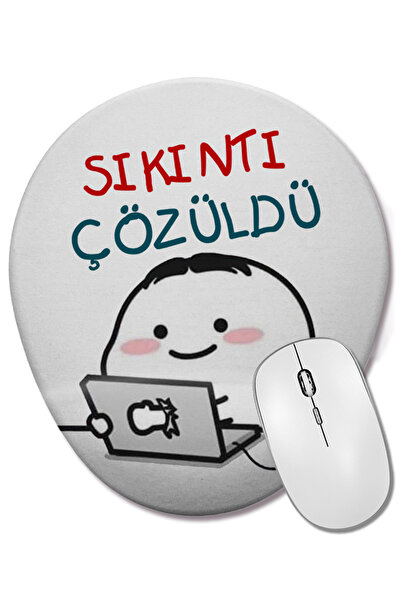 BASKI DÜNYASI Το πρόβλημα επίλυθη Αστείο οβάλ ποντίκι με υποστήριξη καρπού