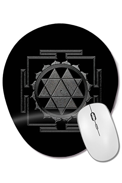 BASKI DÜNYASI Mouse Pad oval Sri Yantra Sri Chakra cu suport pentru încheietu...