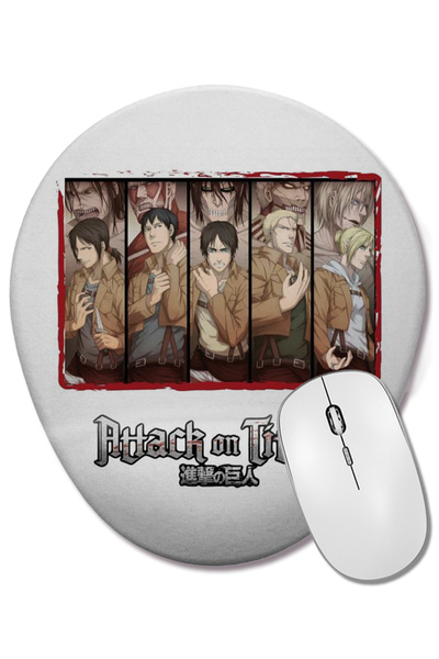 BASKI DÜNYASI Attack on Titan 04 Mouse Pad oval cu suport pentru încheietura ...