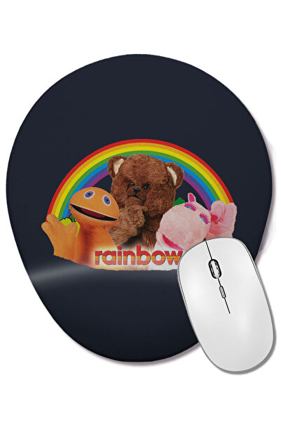 BASKI DÜNYASI Mouse Pad oval retro Rainbow cu suport pentru încheietura mâinii