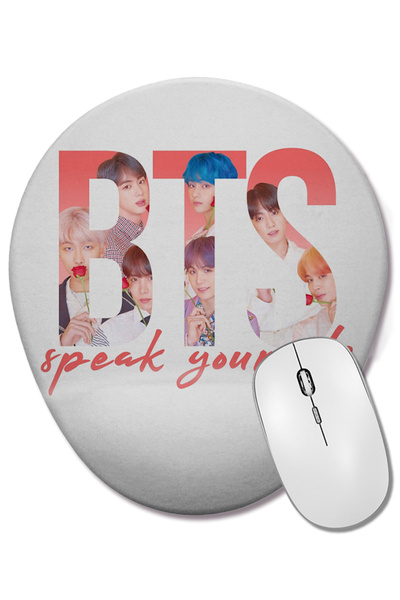 BASKI DÜNYASI Mouse Pad oval cu suport pentru încheietura mâinii BTS Love You...