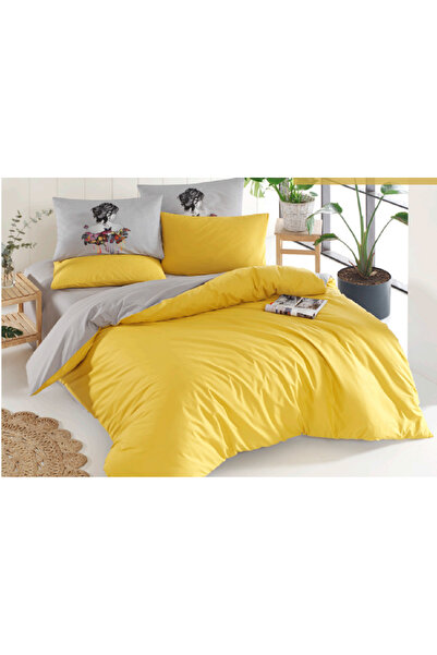 The Fabric Bohemian Plain Butterfly Girl Double Sided Ranforce Double Duvet Cover Set