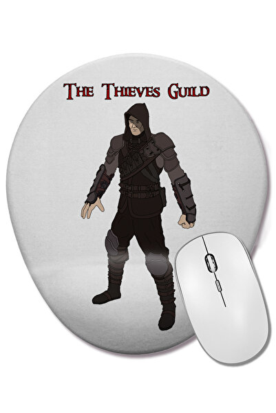 BASKI DÜNYASI Skyrim The Thieves Guild Mouse Pad oval cu suport pentru încheietura mâinii