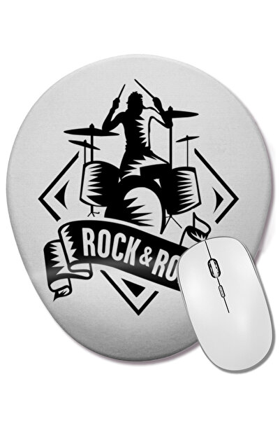 BASKI DÜNYASI Rock Roll Music Guitar 03 Οβάλ ποντίκι με υποστήριξη καρπού