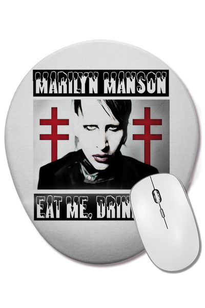 BASKI DÜNYASI Mouse Pad oval Marilyn Manson cu suport pentru încheietura mâinii
