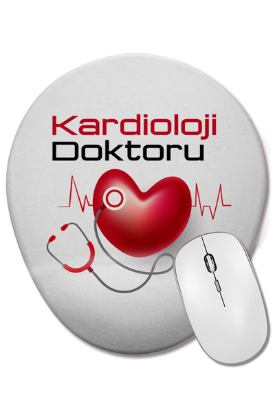 BASKI DÜNYASI Mouse Pad oval pentru cardiolog cu suport pentru încheietura mâ...