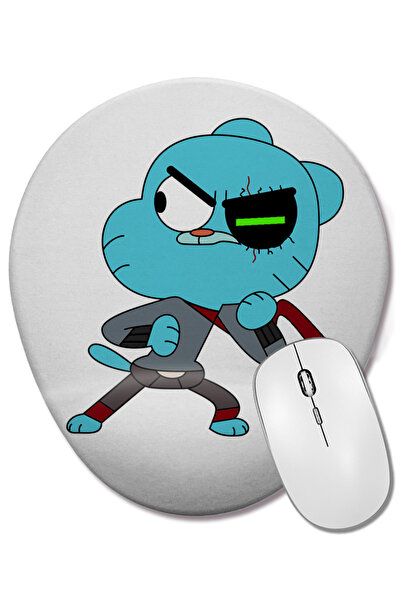 BASKI DÜNYASI Mouse Pad oval Gumball Watterson cu suport pentru încheietura m...
