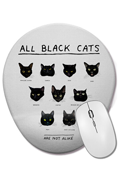 BASKI DÜNYASI 11 Tane pisică Cats Mouse Pad oval cu suport pentru încheietura...