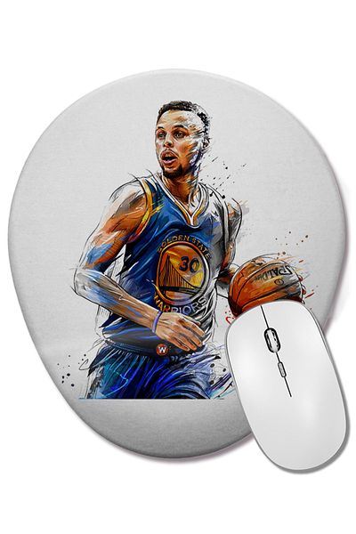 BASKI DÜNYASI Stephen Curry Oval Mouse Pad with Wrist Support