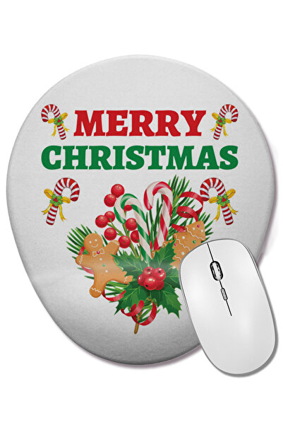 BASKI DÜNYASI Anul Nou Concept de Crăciun Fericit 024 Mouse Pad oval cu supor...