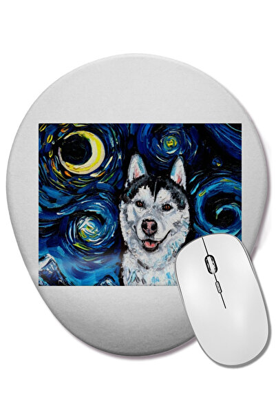 BASKI DÜNYASI Οβάλ ποντίκι με υποστήριξη καρπού Dog Husky Night 2