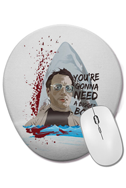 BASKI DÜNYASI Jaws You're Gonna Need A Bigger Boat Mouse Pad oval cu suport pentru încheietura mâinii