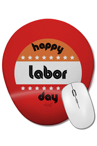 BASKI DÜNYASI Happy Labor Day 2021 Mouse Pad oval cu suport pentru încheietur...