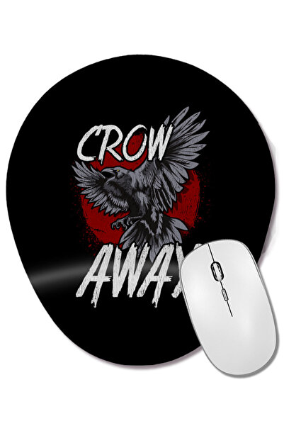 BASKI DÜNYASI Crow Away Pun Funny Antisocial Gamer Introvert Mouse Pad oval c...