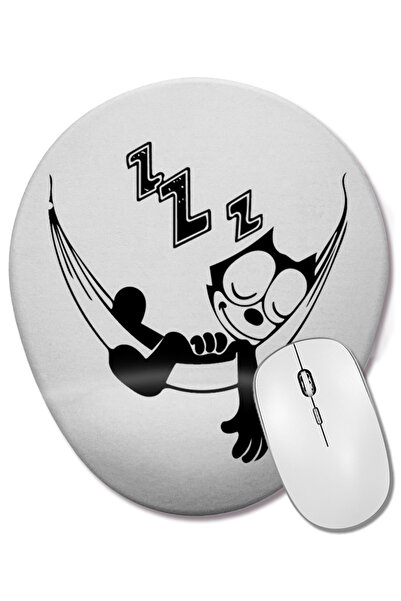 BASKI DÜNYASI Феликс Котката Хамак Подложка за китката Овална подложка за мишка