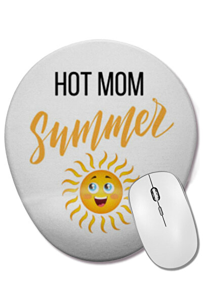 BASKI DÜNYASI Hot Mom Summer Mouse Pad oval cu suport pentru încheietura mâinii